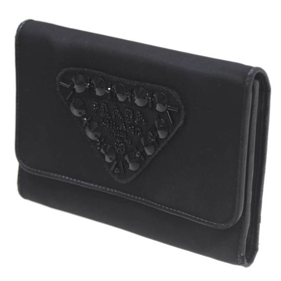 Prada Tri Nylon Black Wallet Beaded - Picture 1 of 1